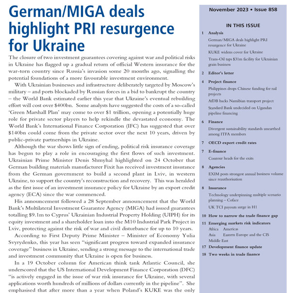 German/MIGA deals highlight PRI insurgence for Ukraine