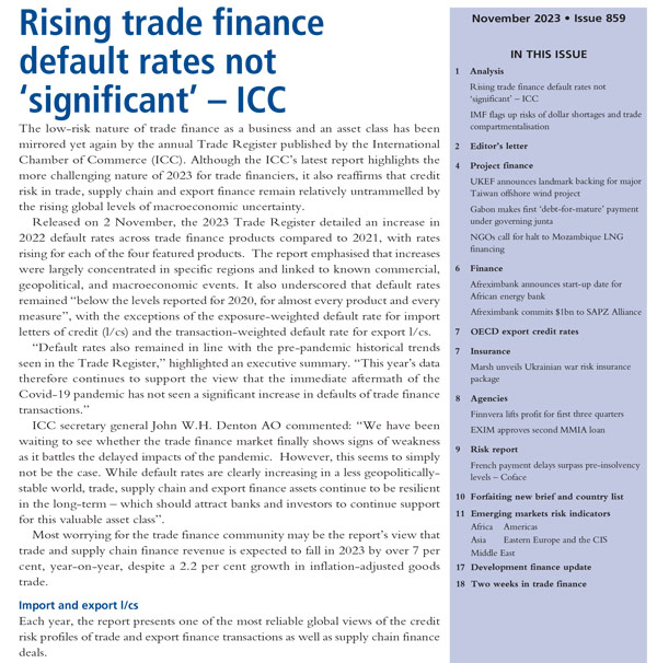 Rising trade finance default rates not significant - ICC