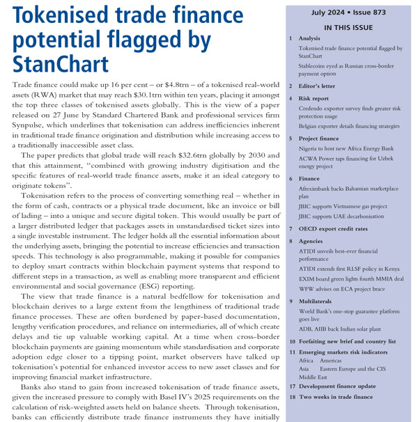 Tokenised trade finance potential flagged by StanChart